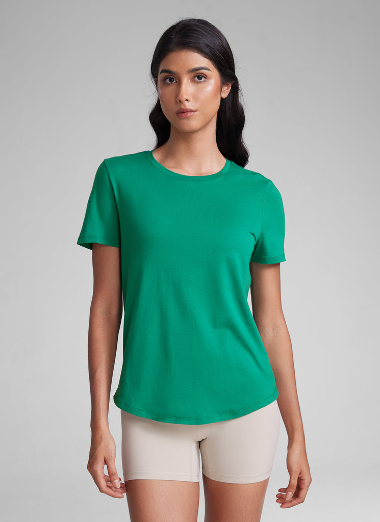 CRZ YOGA Women's Yoga Loose Fit Pima Cotton Short Sleeves Red Merlot