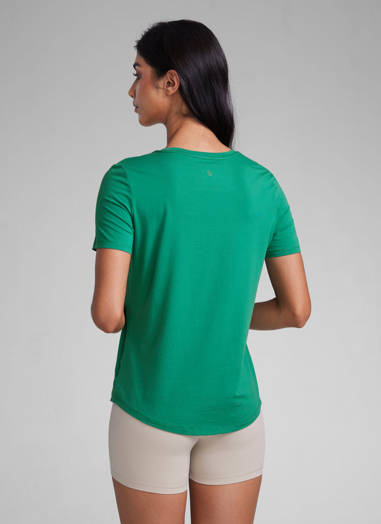 CRZ YOGA Women's Yoga Loose Fit Pima Cotton Short Sleeves Red Merlot