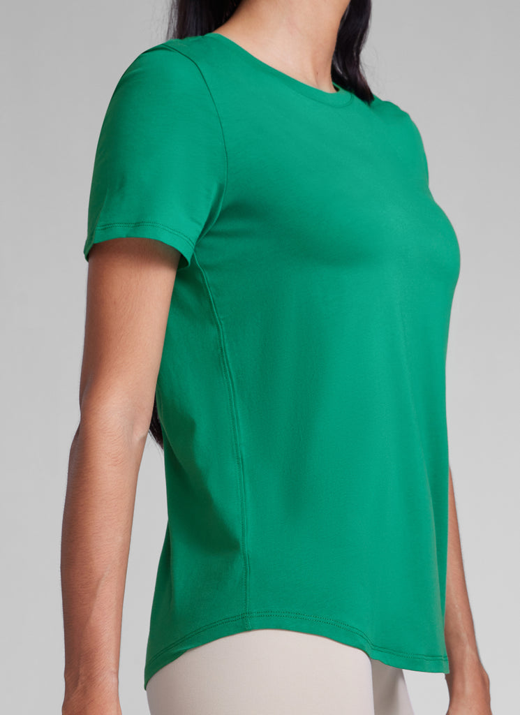 CRZ YOGA Women's Yoga Loose Fit Pima Cotton Short Sleeves Light Grey Heather