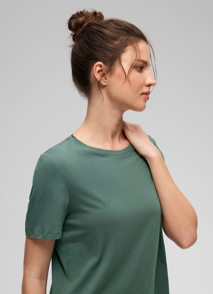 CRZ YOGA Women's Yoga Loose Fit Pima Cotton Short Sleeves Graphite Green