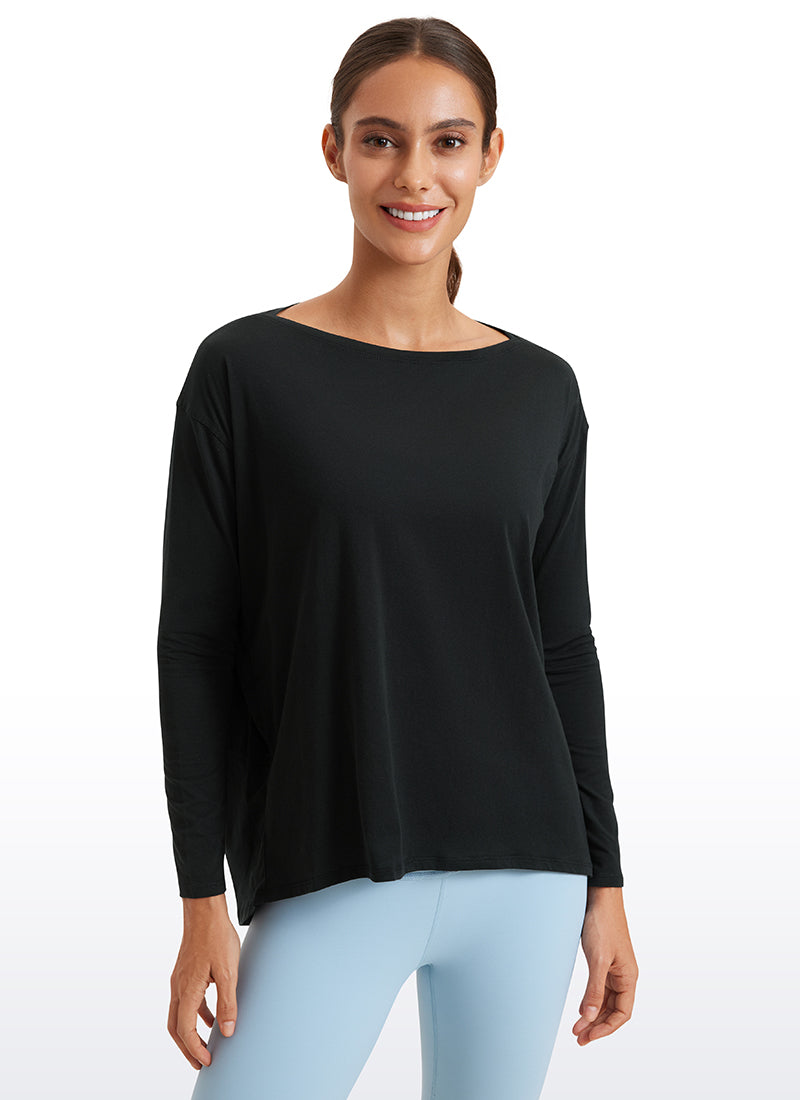 Pima Cotton Boat Neck Long Sleeve