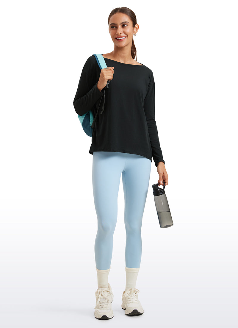 Pima Cotton Boat Neck Long Sleeve