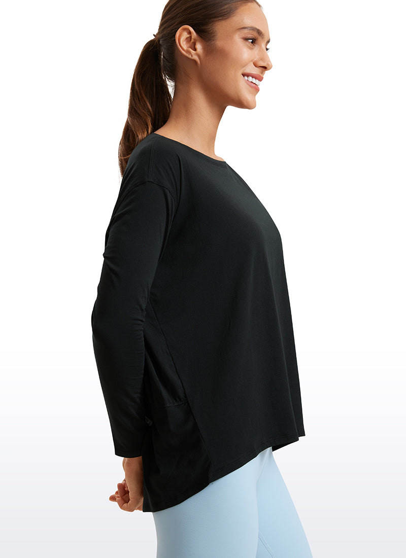 Pima Cotton Boat Neck Long Sleeve