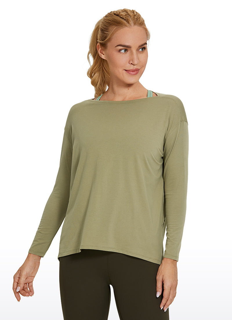 Pima Cotton Boat Neck Long Sleeve
