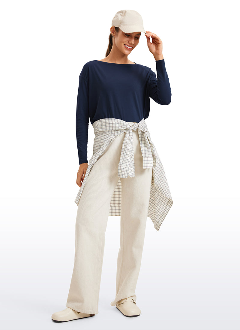 Pima Cotton Boat Neck Long Sleeve