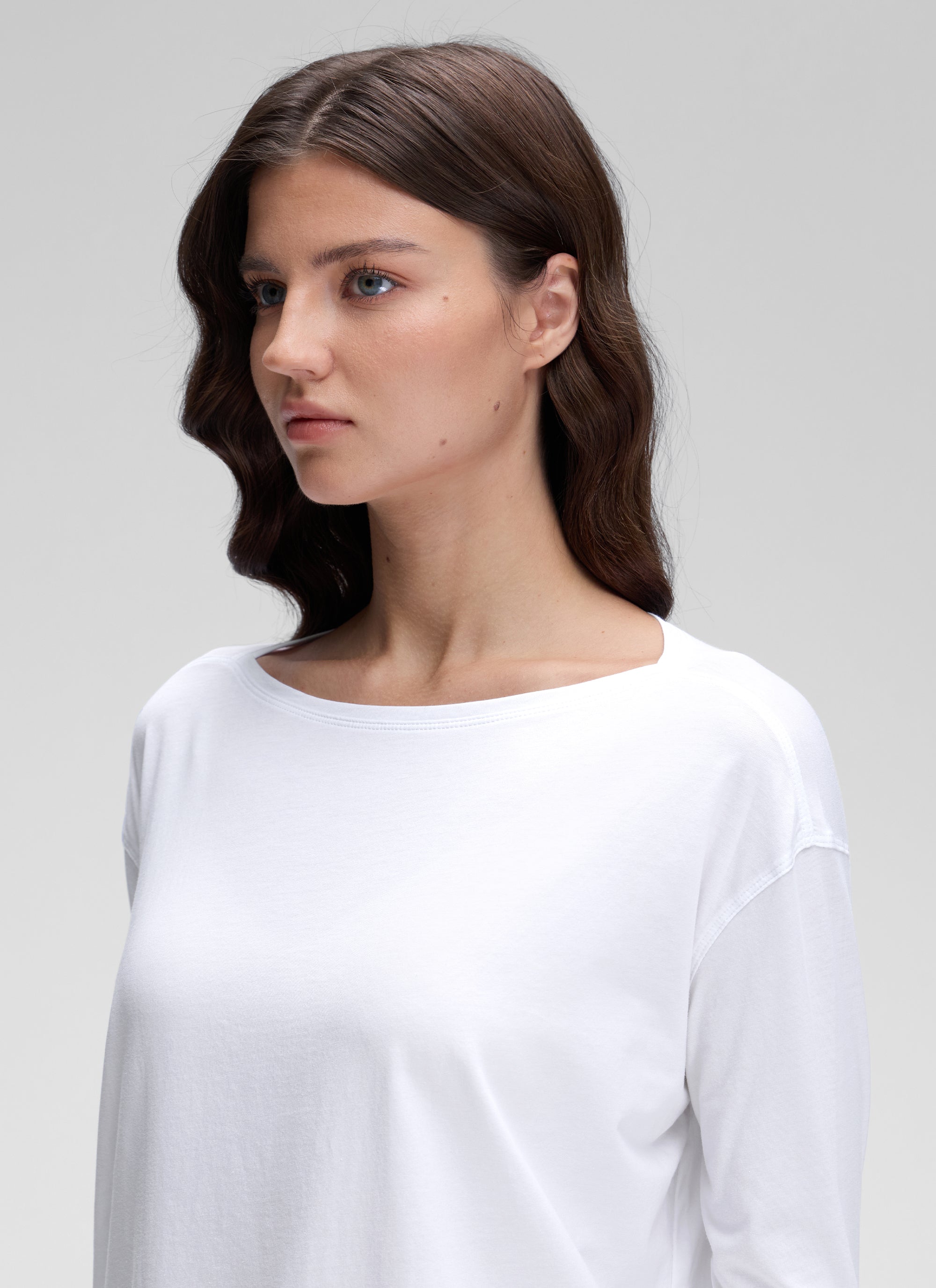 Pima Cotton Boat Neck Long Sleeve