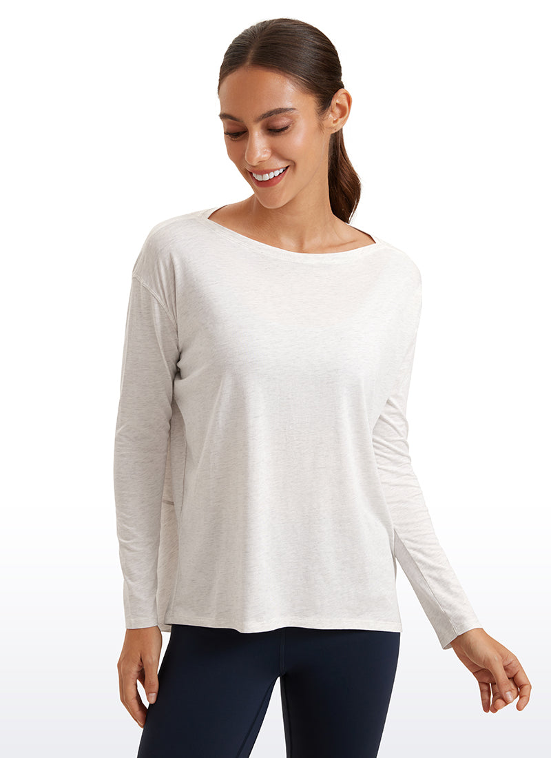 Pima Cotton Boat Neck Long Sleeve
