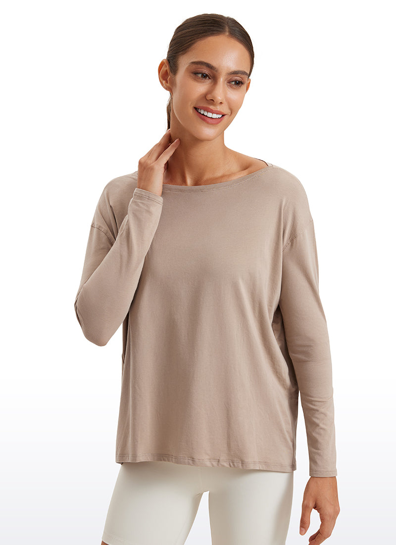 Pima Cotton Boat Neck Long Sleeve
