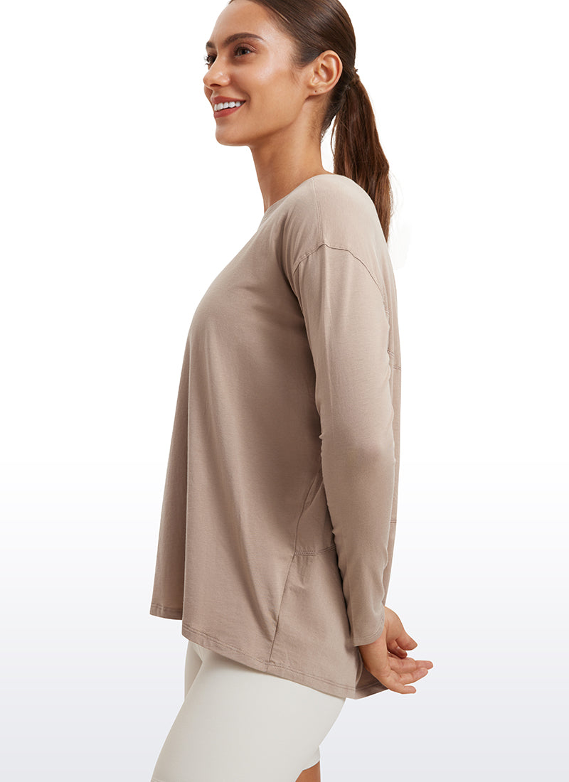 Pima Cotton Boat Neck Long Sleeve