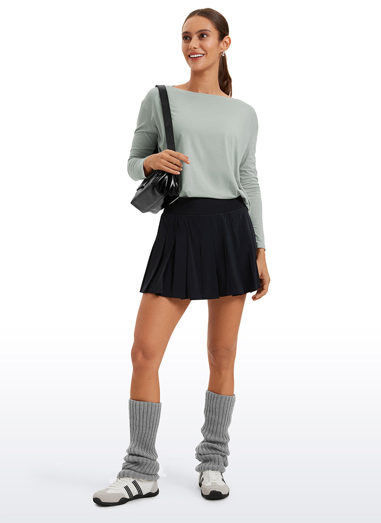 CRZ YOGA Women's Casual Loose Fit Pima Cotton Long Sleeves Boat Neck Strong Blue