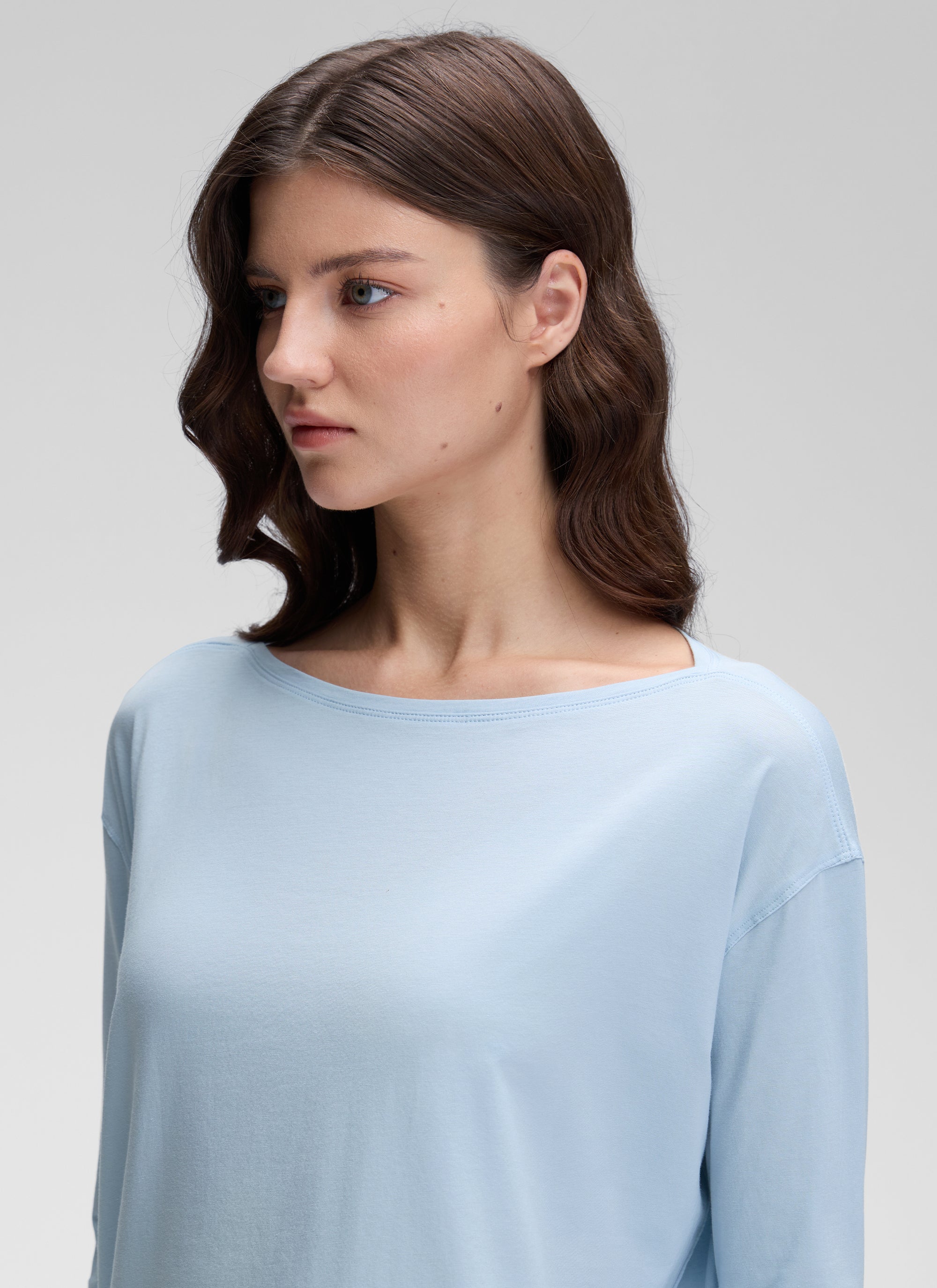 Pima Cotton Boat Neck Long Sleeve