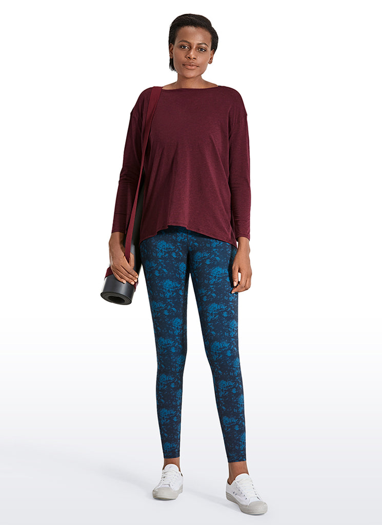 CRZ YOGA Women's Casual Loose Fit Pima Cotton Long Sleeves Boat Neck Pink