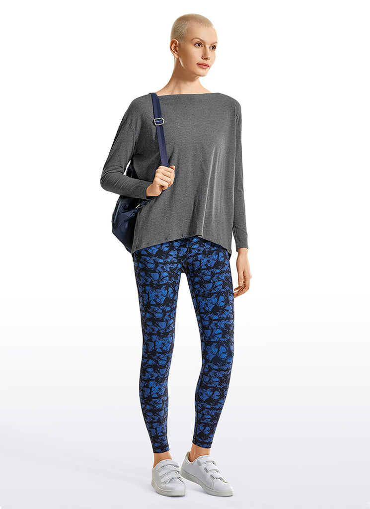 CRZ YOGA Women's Casual Loose Fit Pima Cotton Long Sleeves Boat Neck Berry heather