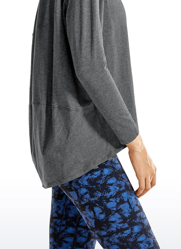 CRZ YOGA Women's Casual Loose Fit Pima Cotton Long Sleeves Boat Neck Berry heather