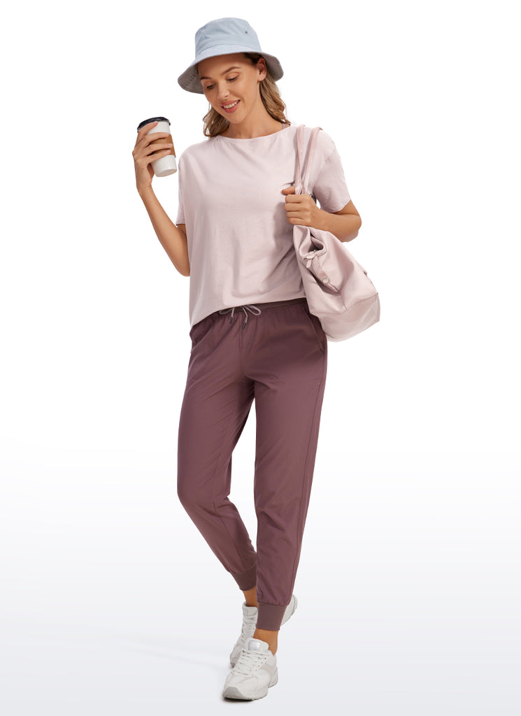 CRZ YOGA Women's Yoga Loose Fit Pima Cotton Short Sleeves Boat Neck Festival Red