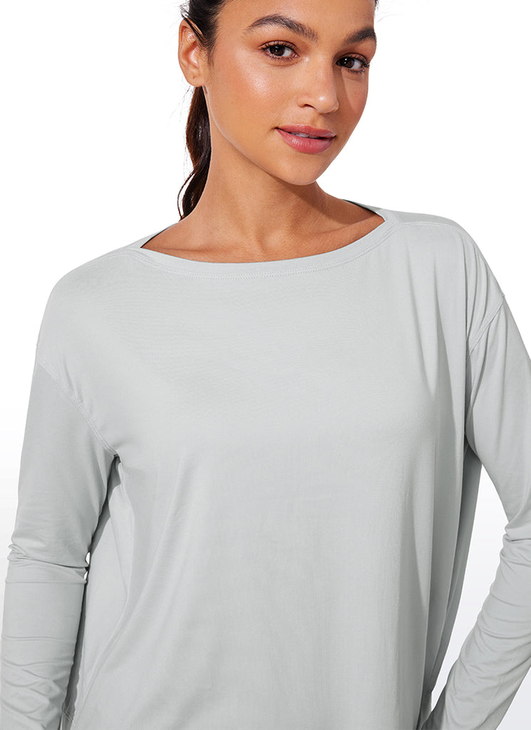 CRZ YOGA Women UPF 50+ Run Lightweight Loose Fit Long Sleeves Slate Blue