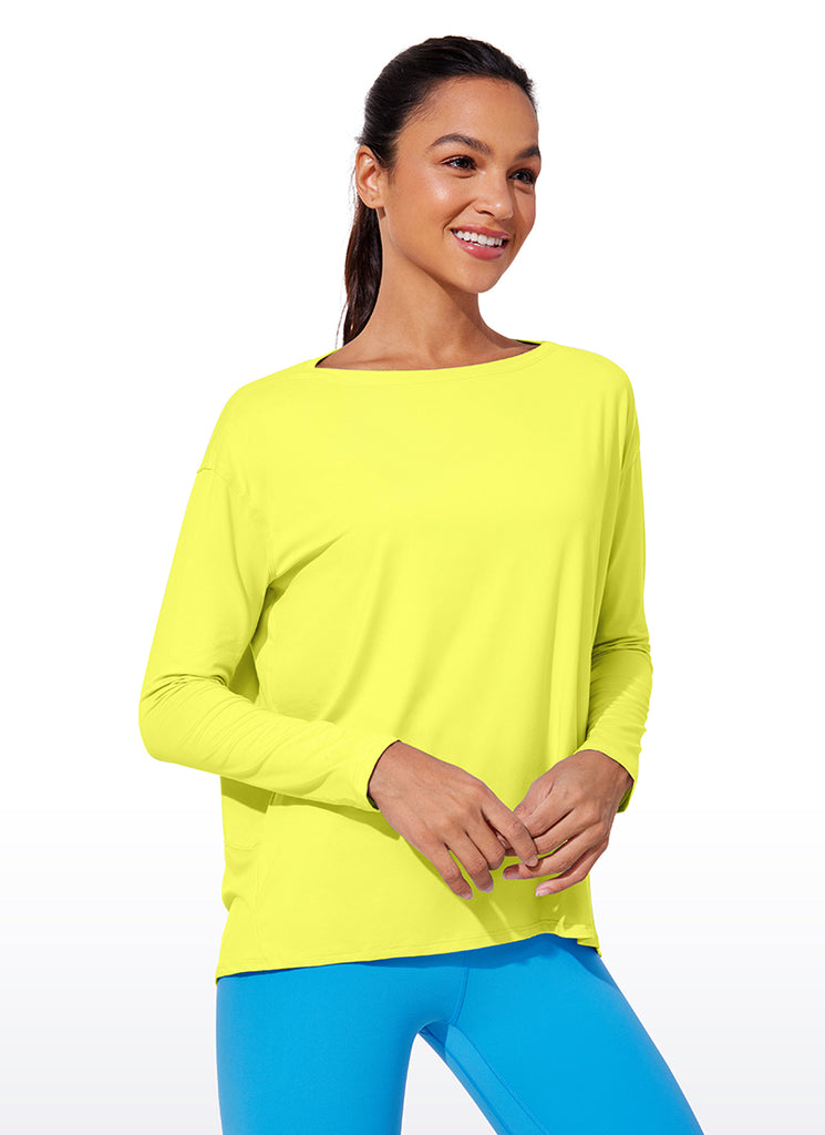 CRZ YOGA Women UPF 50+ Run Lightweight Loose Fit Long Sleeves Slate Blue