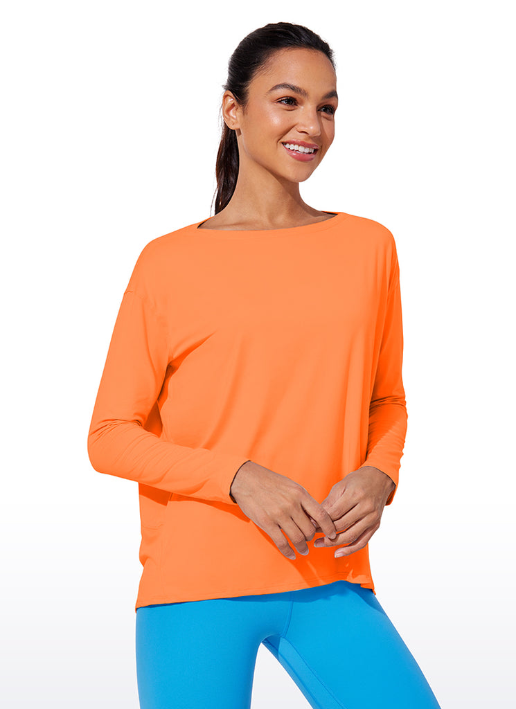 CRZ YOGA Women UPF 50+ Run Lightweight Loose Fit Long Sleeves Poolside Blue