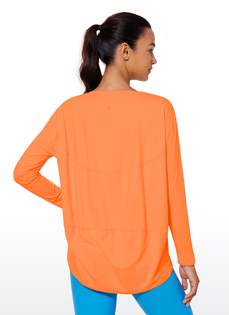 CRZ YOGA Women UPF 50+ Run Lightweight Loose Fit Long Sleeves Poolside Blue