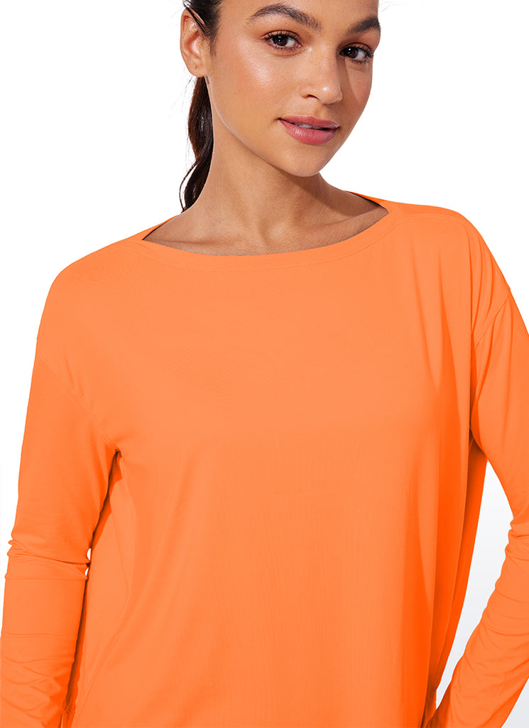 CRZ YOGA Women UPF 50+ Run Lightweight Loose Fit Long Sleeves Iron Blue