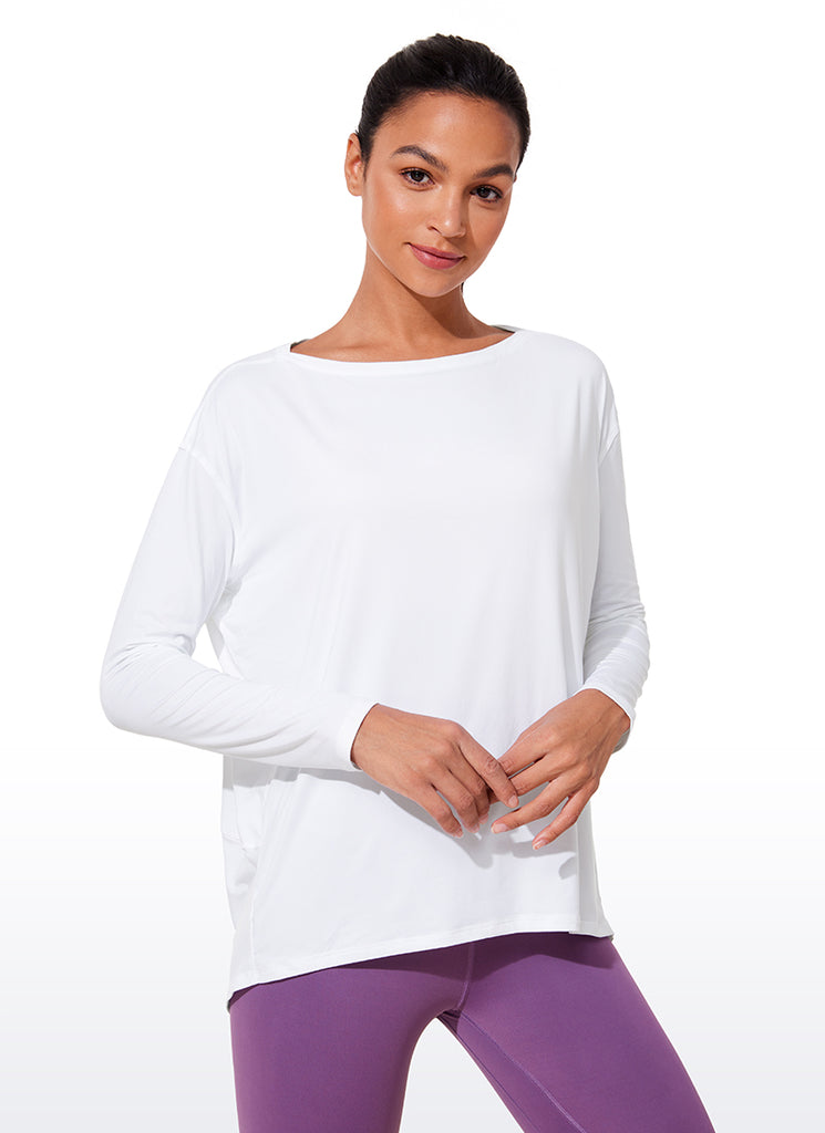 CRZ YOGA Women UPF 50+ Run Lightweight Loose Fit Long Sleeves Black