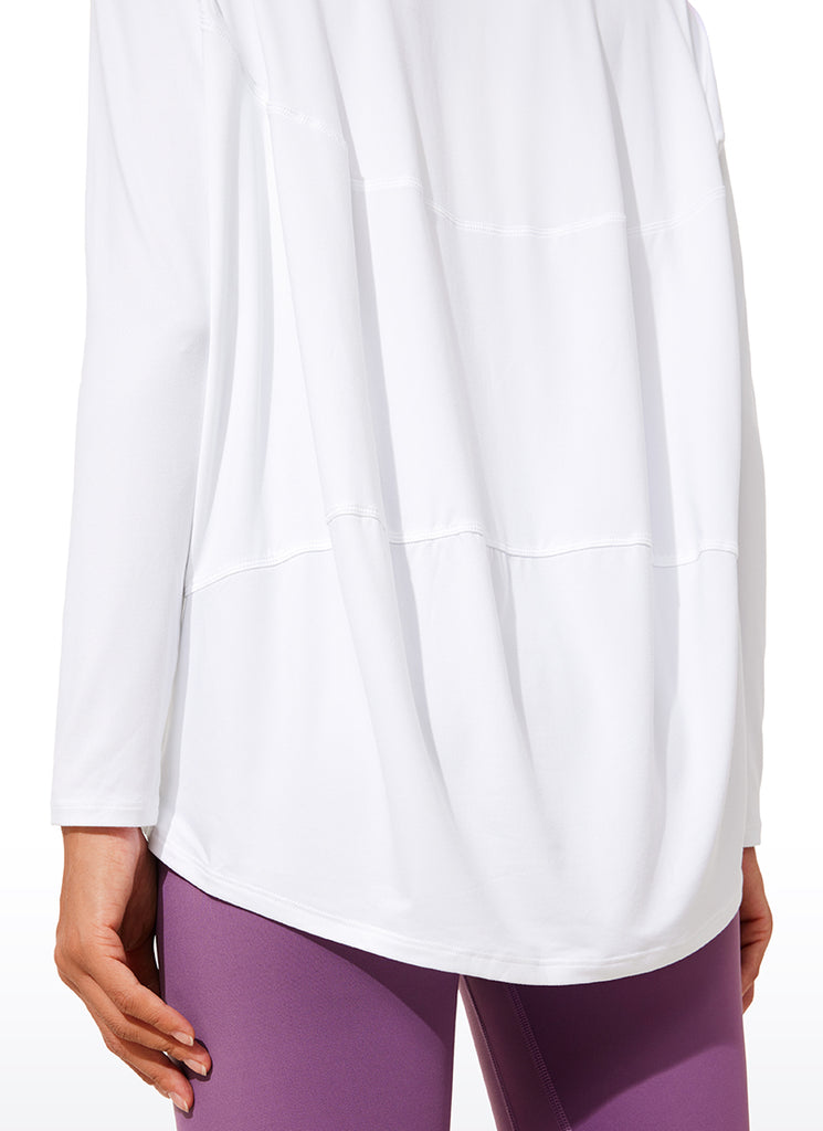 CRZ YOGA Women UPF 50+ Run Lightweight Loose Fit Long Sleeves Black