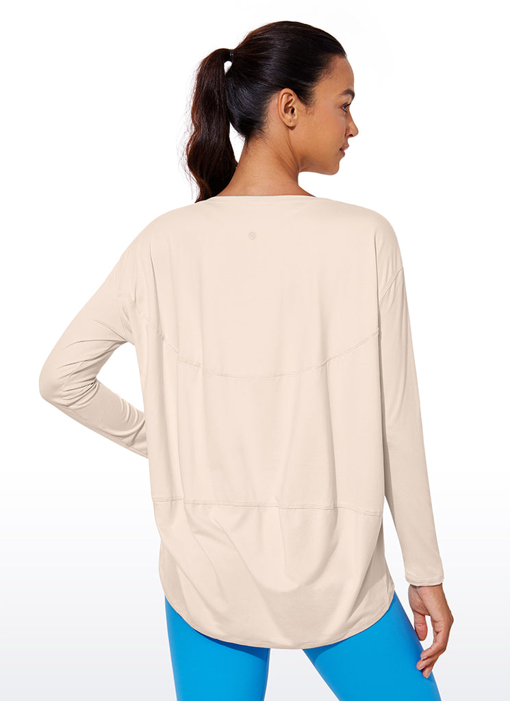 CRZ YOGA Women UPF 50+ Run Lightweight Loose Fit Long Sleeves Slate Blue