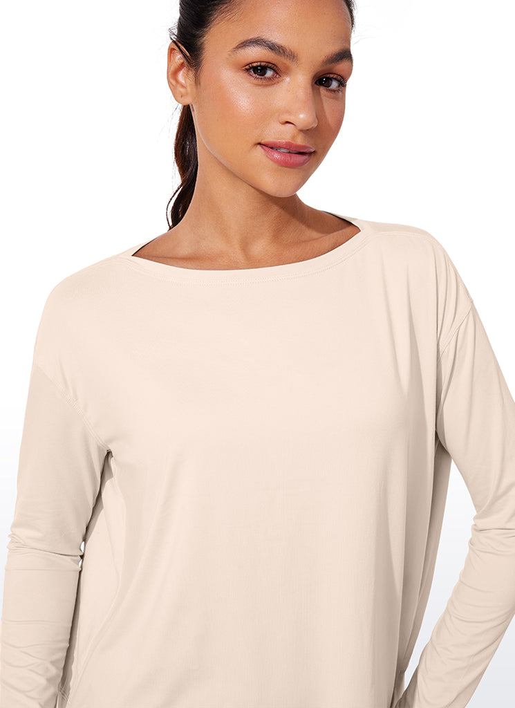 CRZ YOGA Women UPF 50+ Run Lightweight Loose Fit Long Sleeves Slate Blue