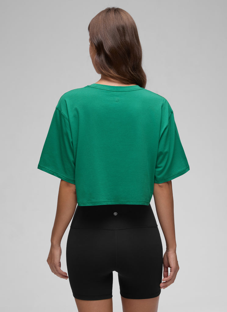 CRZ YOGA Women's Casual Loose Fit Pima Cotton Short Sleeves Cropped Mortar color