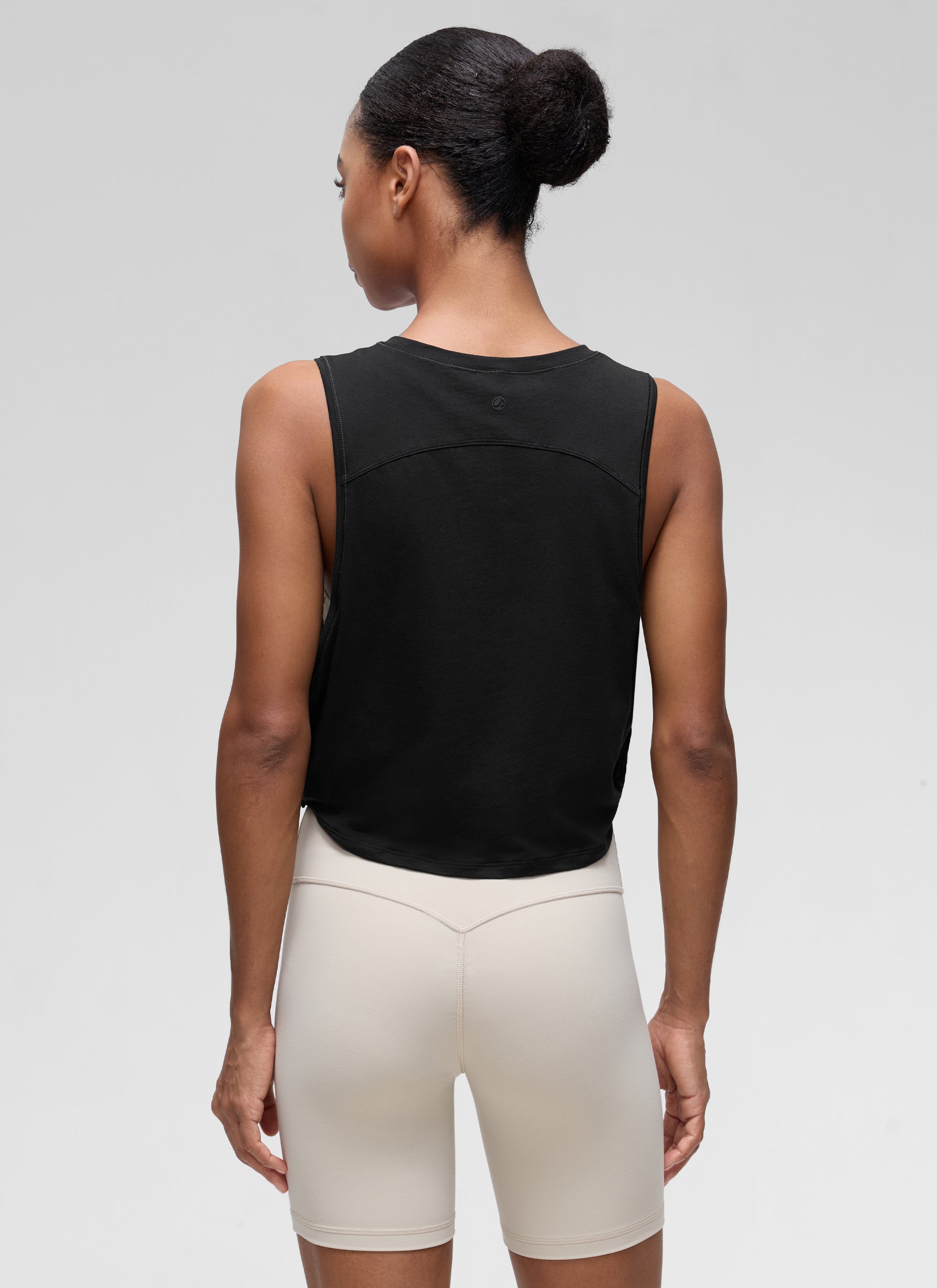 CRZ YOGA Women's Yoga Loose Fit Top Pima Cotton Crop Tank Deep Armhole Graphite Green