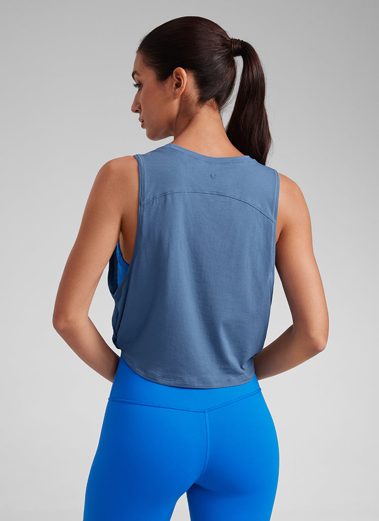 CRZ YOGA Women's Yoga Loose Fit Top Pima Cotton Crop Tank Deep Armhole Smoky Blush