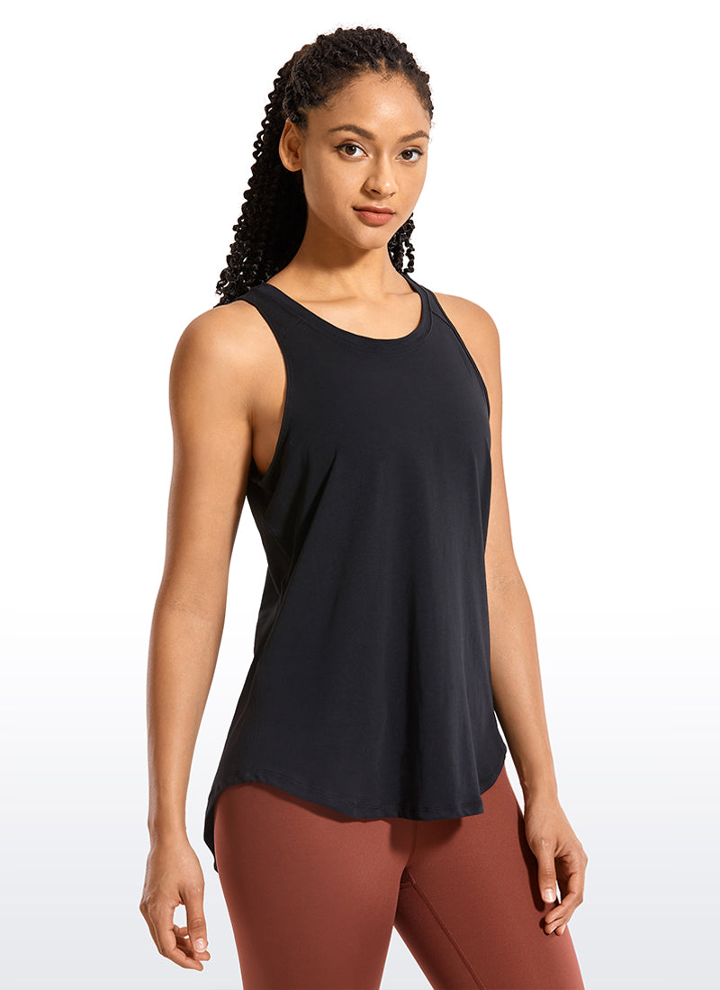 Pima Cotton Tank Open Split Back.