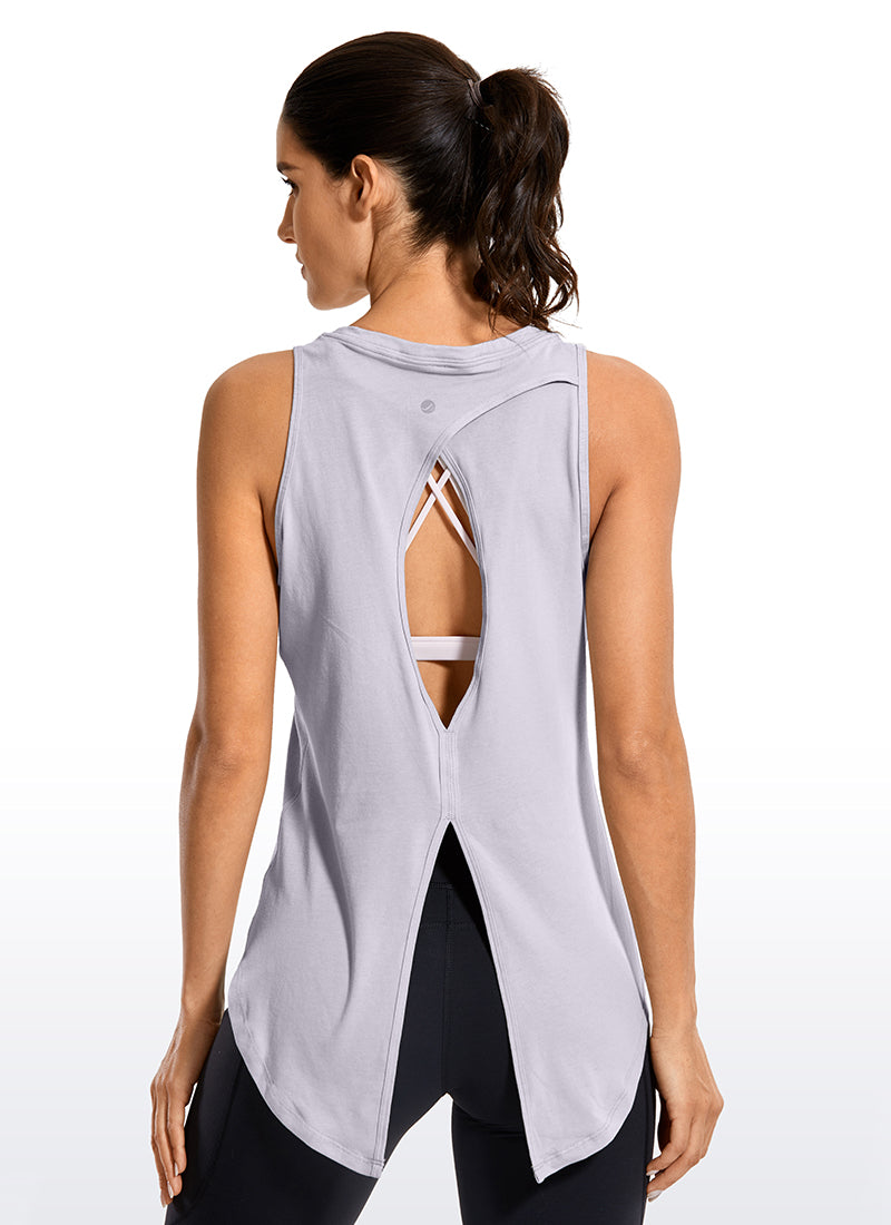 Pima Cotton Tank Open Split Back.