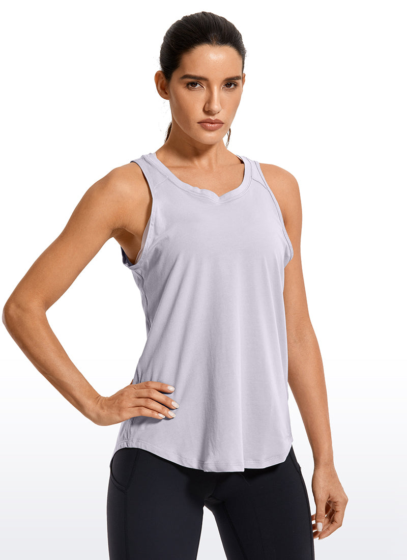 Pima Cotton Tank Open Split Back.