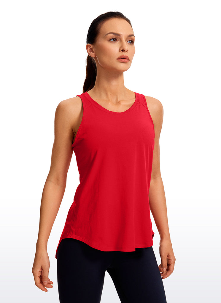 CRZ YOGA Women's Yoga Loose Fit Tops Pima Cotton Tank Split Open Back Camo Multi 6