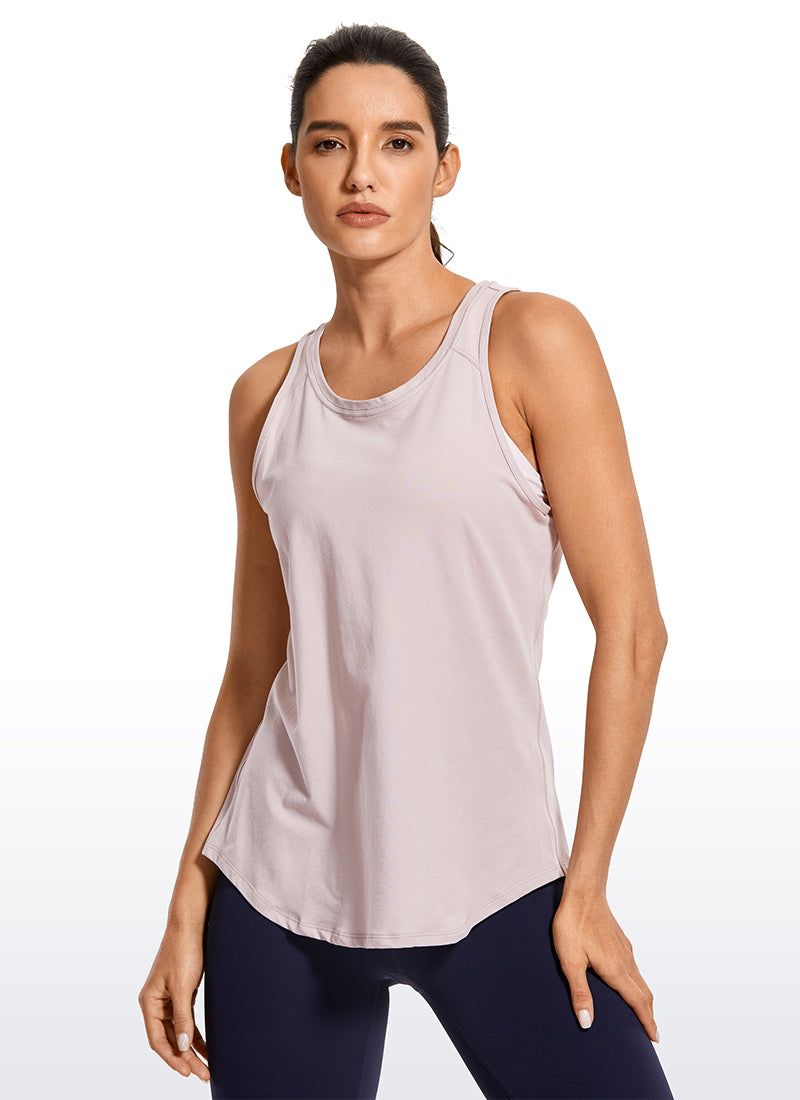 Pima Cotton Tank Split Open Back