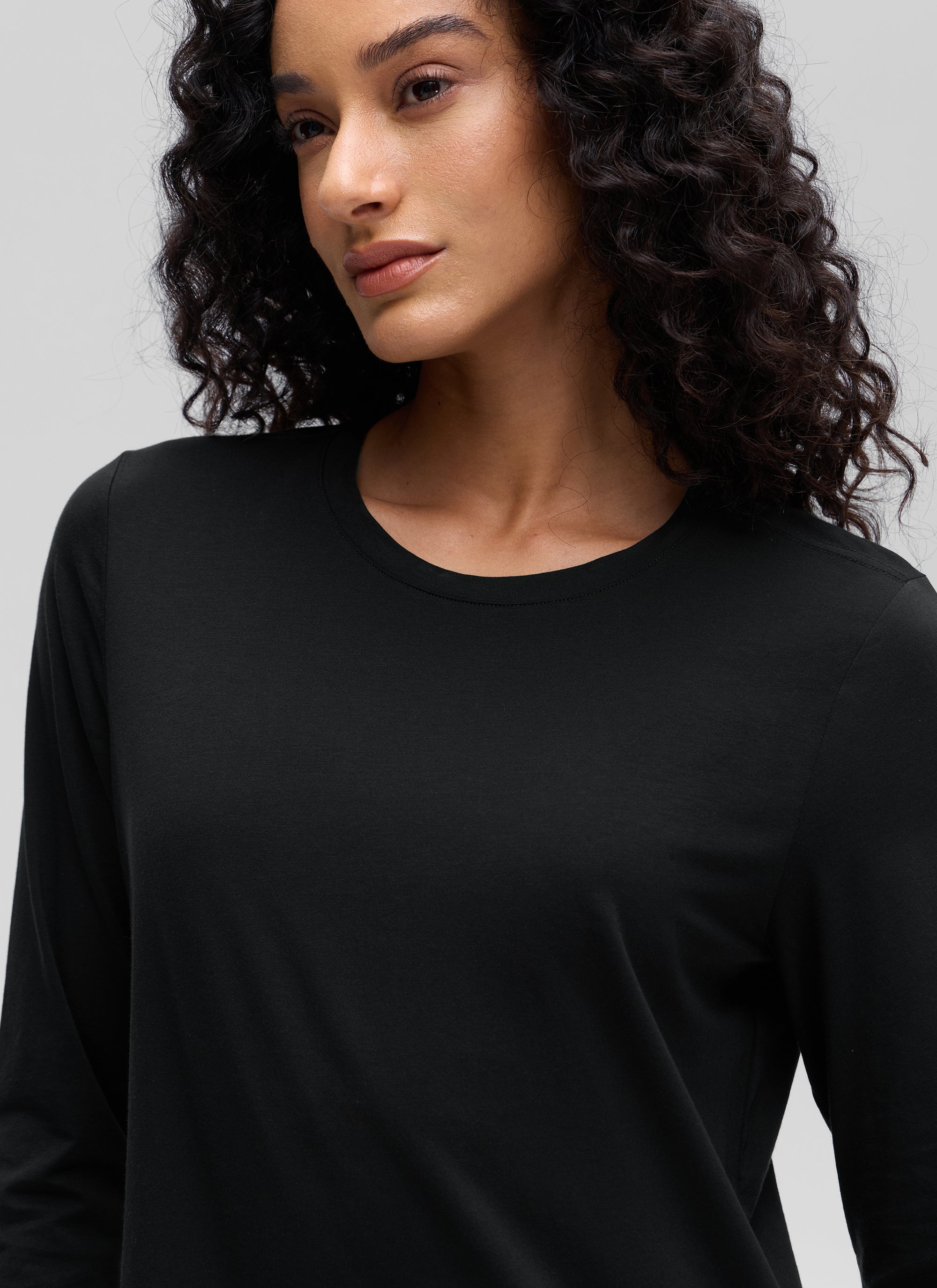 CRZ YOGA Women's Yoga Classic Fit Tops Pima Cotton Workout Long Sleeve Black