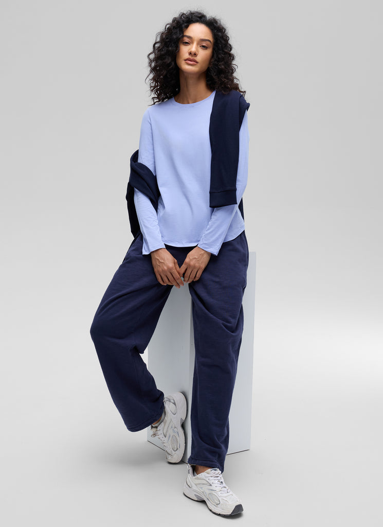 CRZ YOGA Women's Yoga Classic Fit Tops Pima Cotton Workout Long Sleeve Green Jade