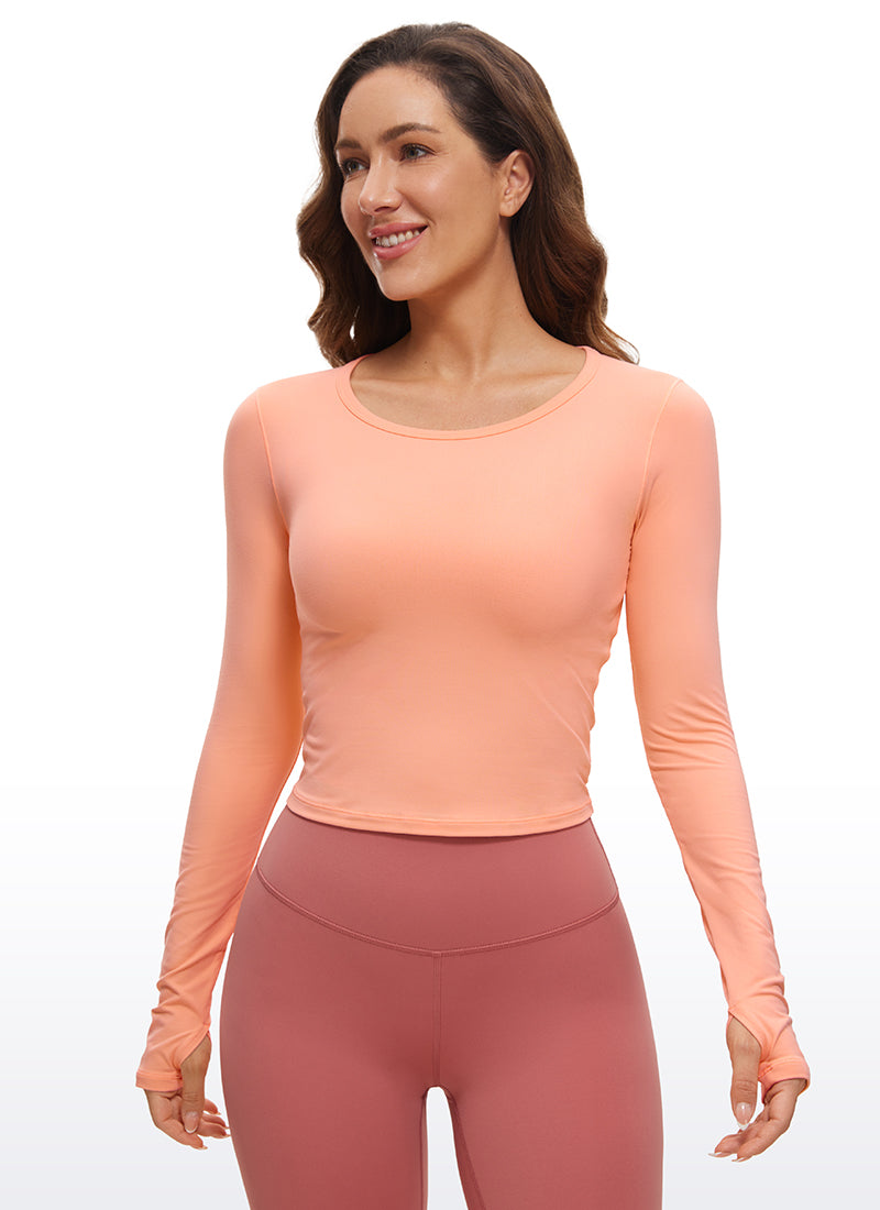 Brushed Long Sleeve with Thumbholes Cropped