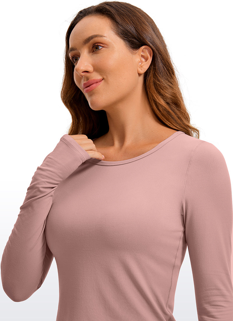 Brushed Long Sleeve with Thumbholes Cropped