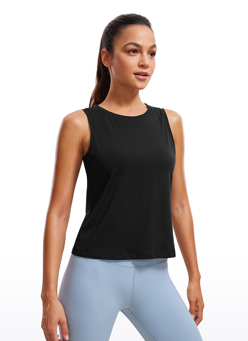 Pima Cotton Crop Tank Round Neck