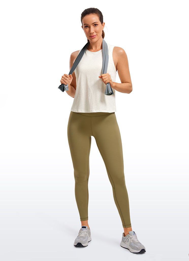 CRZ YOGA Women's Yoga Loose Fit Tops Pima Cotton Crop Tank Round Neck Dark Red 2