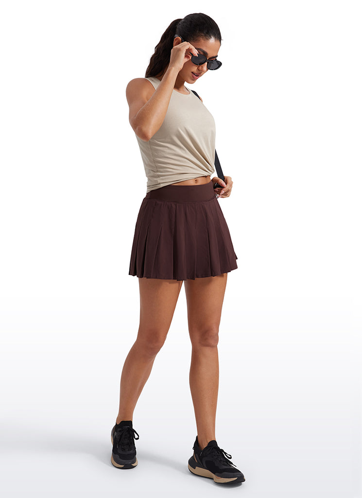 CRZ YOGA Women's Yoga Loose Fit Tops Pima Cotton Crop Tank Round Neck Heathered Medium Grey