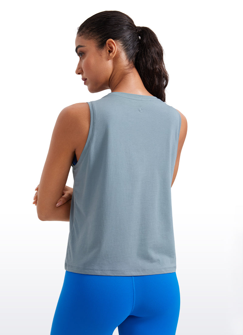 Pima Cotton Crop Tank Round Neck