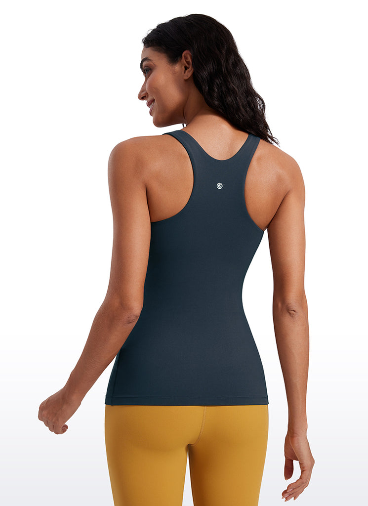 CRZ YOGA Women's Yoga Slim Fit Top Butterluxe Tank Racerback High Neck True Navy