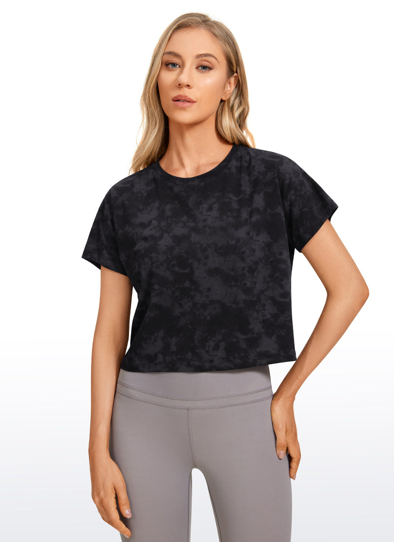 Pima Cotton Crew Neck Cropped Short Sleeve