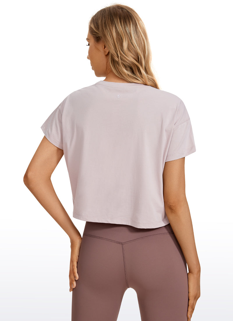 Pima Cotton Crew Neck Cropped Short Sleeve
