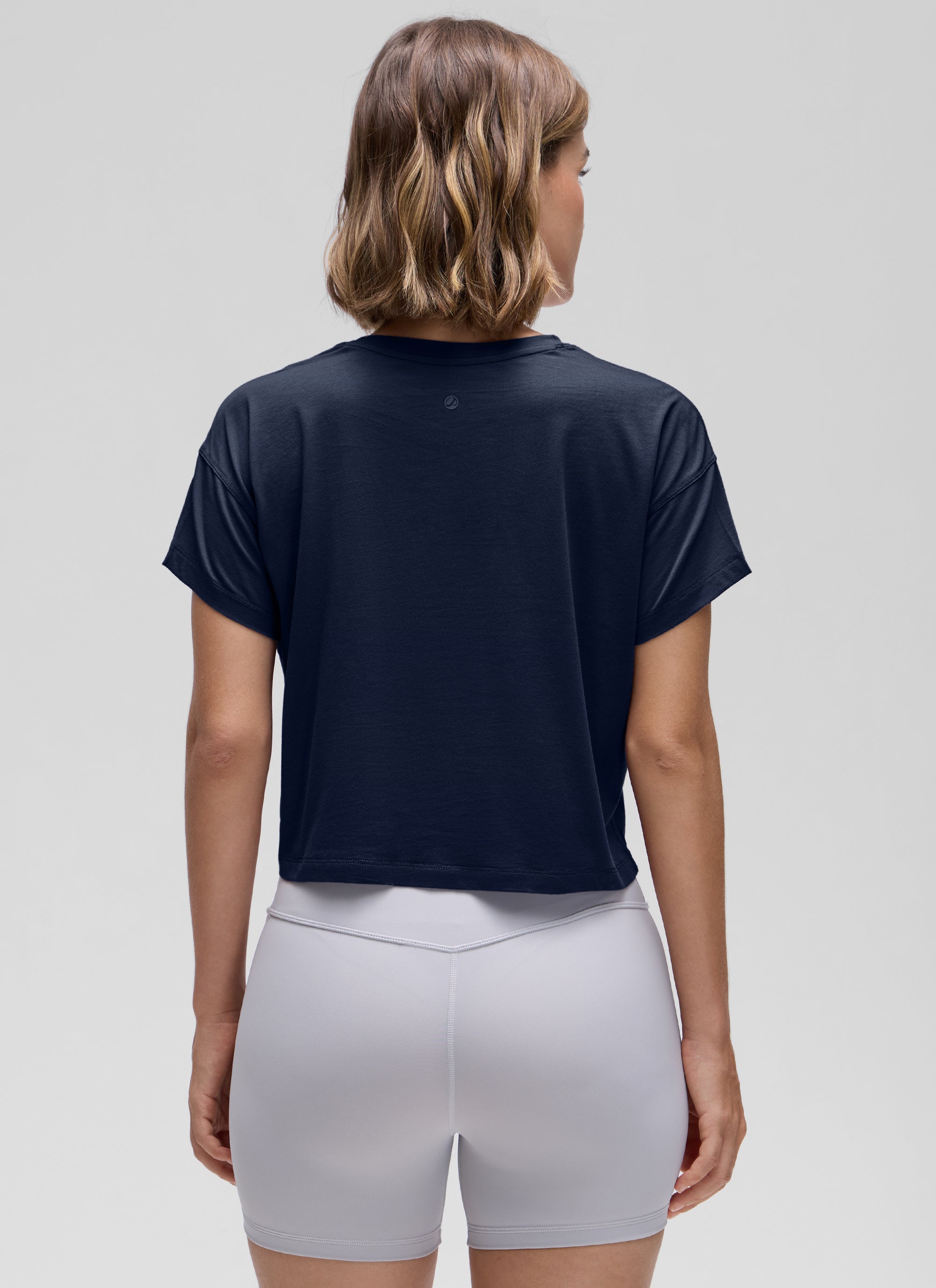 Pima Cotton Crew Neck Cropped Short Sleeve