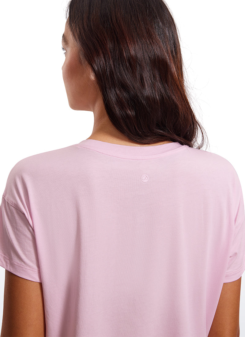 Pima Cotton Crew Neck Cropped Short Sleeve
