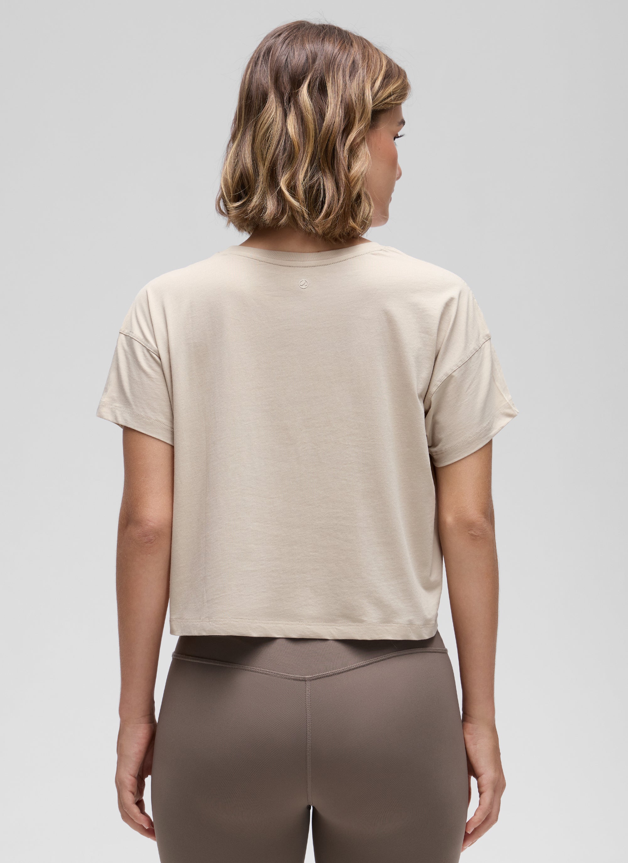 Pima Cotton Crew Neck Cropped Short Sleeve